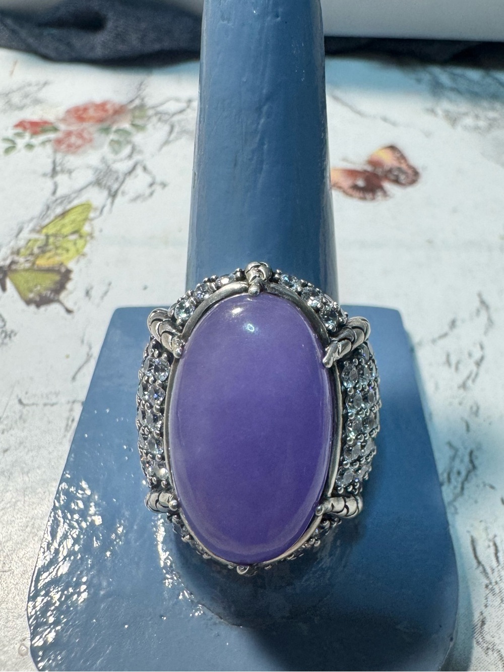 Judith Ripka 925 Sterling Silver Color Shifting Lavender Quartz Cocktail Ring 7